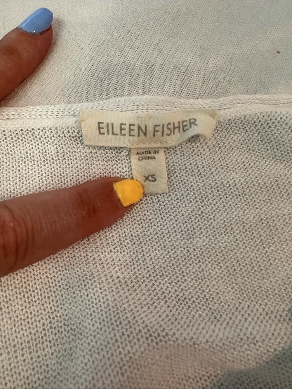 Eileen Fisher 100% Organic Linen Knit Short Sleeve Top White XS Oversized Sheer - Picture 5 of 7